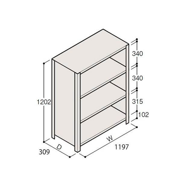 アズワン 軽量棚 ERR密閉型 H1200×W1200×D300 有効棚 3段 67-5245-76 1個（直送品）