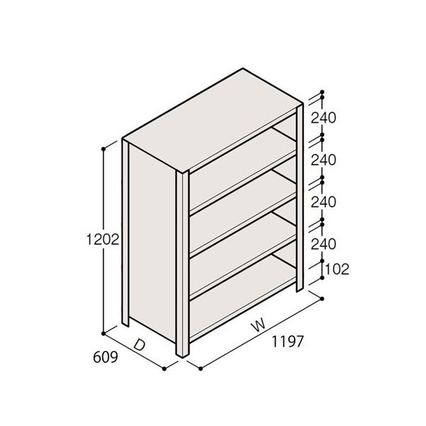 アズワン 軽量棚 ERR密閉型 H1200×W1200×D600 有効棚 4段 67-5245-90 1個（直送品）