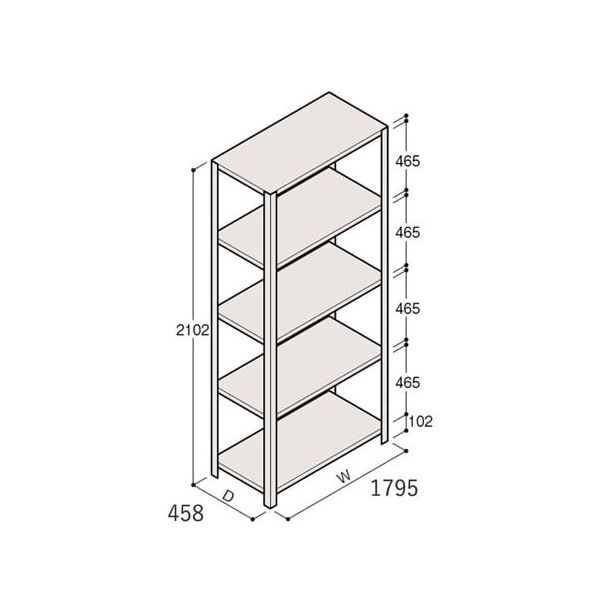 アズワン 軽量棚 ERR開放型 H2100×W1800×D450 有効棚 4段 67-5242-42 1個（直送品）