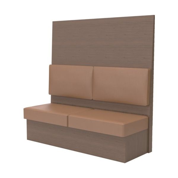 TRUSCO ミーティングベンチシングル H1500XW1500XD575木目ダークブラウン 生地レザーブラウン MBS54DBLBR 1台（直送品）