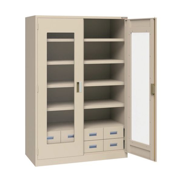 トラスコ中山 TRUSCO スーパーヘビーキャビネット 窓・4枚棚・引出小8個 SHC-604M8S-A 1台 585-6937（直送品）