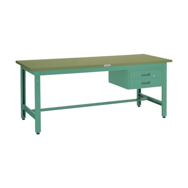 トラスコ中山 TRUSCO 中荷重作業台(800kg)GW型 1200X600XH740 2段引出付 グリーン色 GWP-1260F2 1台（直送品）