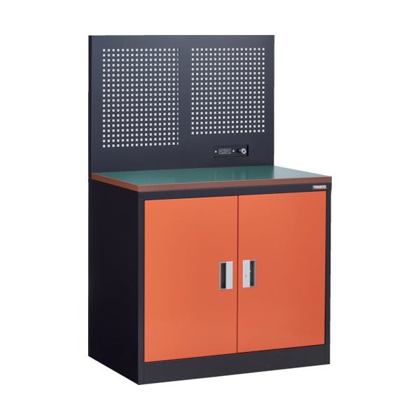 TRUSCO フリッパードアキャビネット 1010X650 天板・パンチングパネル付 黒(扉:オレンジ) FPB-302TCPBK 1台（直送品）