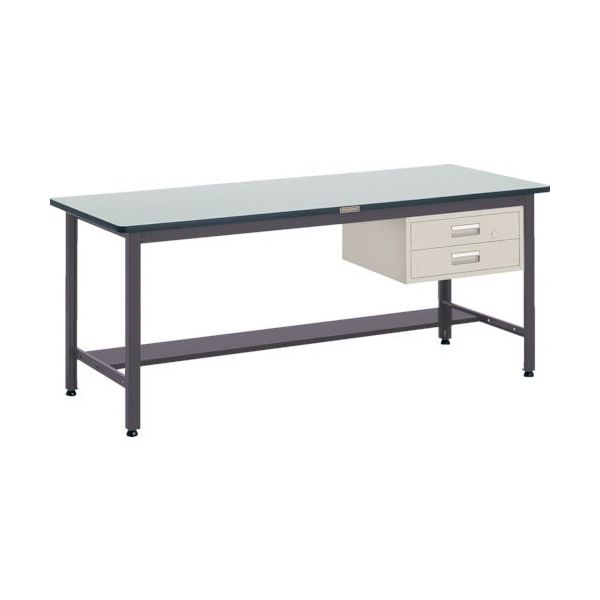TRUSCO 中荷重作業台(500kg)AEW型 900X750XH740 2段引出付 ダークグレー色 AEWP-0975F2 1台（直送品）