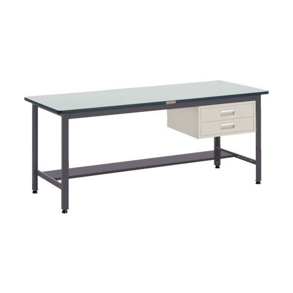 TRUSCO 中荷重作業台(500kg)AEW型 1500X900XH740 2段引出付 ダークグレー色 AEWR-1590F2 1台（直送品）