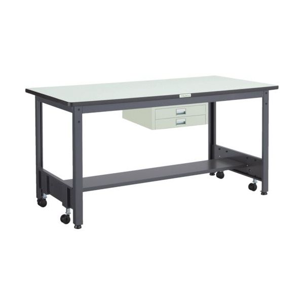 TRUSCO 中荷重作業台(500kg)CFW型 1500X900XH740 薄型2段引出付 ダークグレー色 CFWP-1590UDC2（直送品）