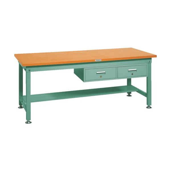 TRUSCO 中荷重作業台(1200kg)HW型 1200X900XH740 2列引出付 グリーン色 緑 HW-1209FL2 GN 1台（直送品）