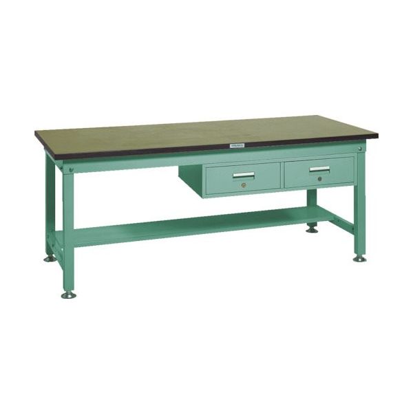 TRUSCO 中荷重作業台(1200kg)HW型 1200X900XH740 2列引出付 グリーン色 緑 RHW-1209FL2 GN 1台（直送品）