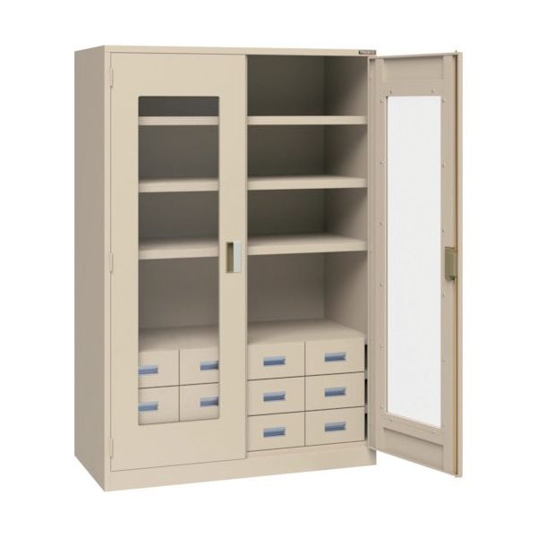 トラスコ中山 TRUSCO スーパーヘビーキャビネット 窓・引出小12個・キャスター付 SHC-603L12S-A 1台 585-6918（直送品）