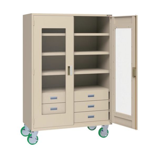 トラスコ中山 TRUSCO スーパーヘビーキャビネット 窓・引出大6個・キャスター付 SHC-603LC6L-A 1台 585-6932（直送品）