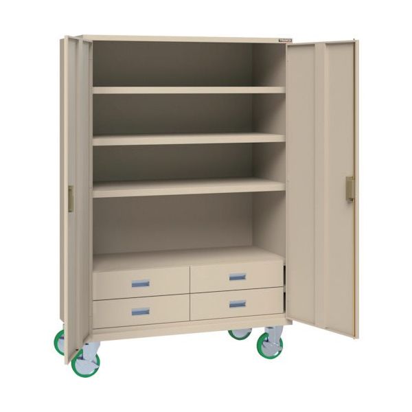 トラスコ中山 TRUSCO スーパーヘビーキャビネット 引出大4個 キャスター付 SHC-604LC4L 1台 585-6972（直送品）