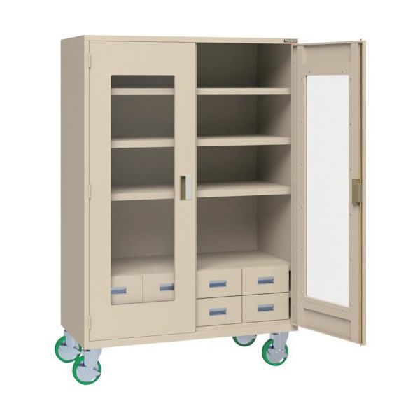 トラスコ中山 TRUSCO スーパーヘビーキャビネット 窓・引出大8個・キャスター付 SHC-604LC8S-A 1台 585-6939（直送品）