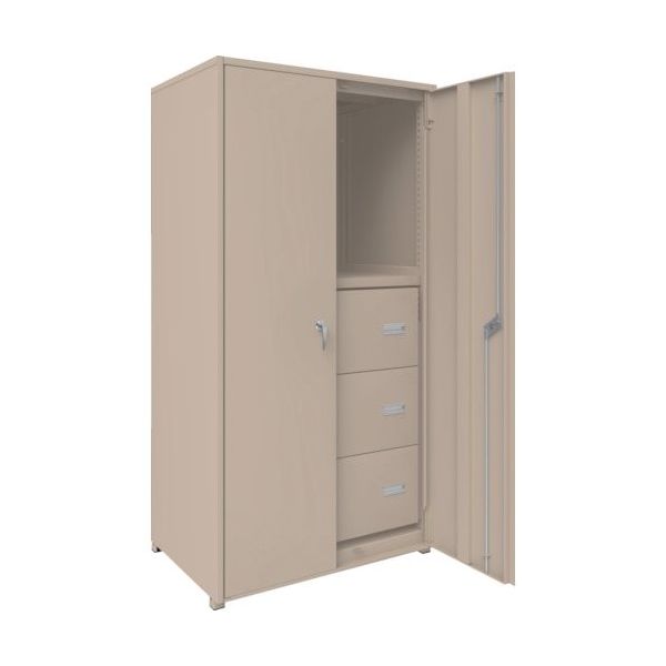 TRUSCO M2型軽中量棚棚 背板・側板・扉付 W860XD600 HM型深型引出し3段付 M2-6363-HM93-SGD 1台（直送品）