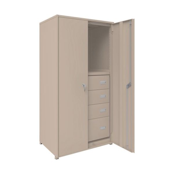 TRUSCO M2型軽中量棚棚 背板・側板・扉付 W860XD600 HM型浅型引出し3段+深型1段付 M2-6363-HM94-SGD（直送品）