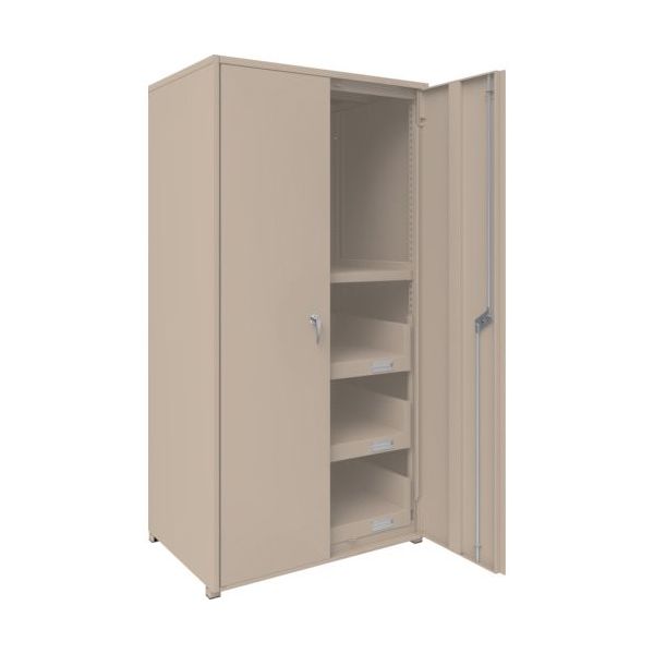 TRUSCO M2型軽中量棚棚 背板・側板・扉付 W860XD600 HTM型スライド棚3段付 M2-6363-HTM93-SGD 1台（直送品）