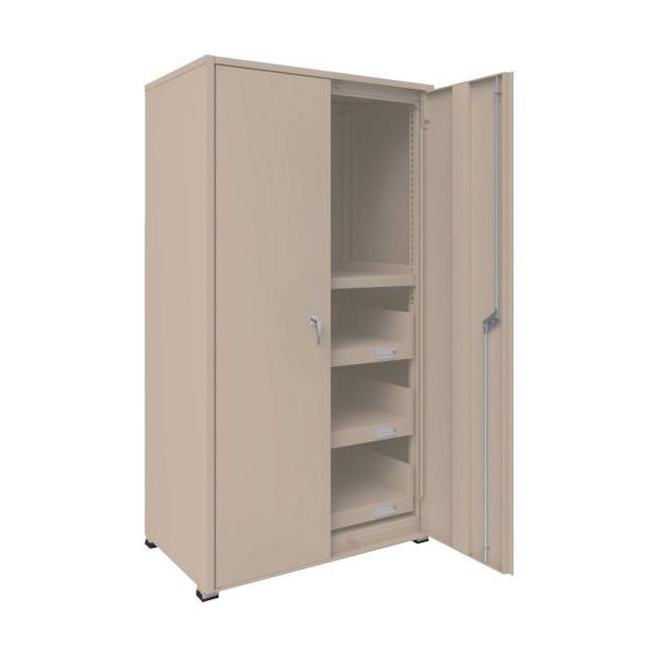 TRUSCO M3型中量棚 背板・側板・扉付 W900XD595 HTM型スライド棚3段付 M3-6363-HTM93-SGD 1台（直送品）