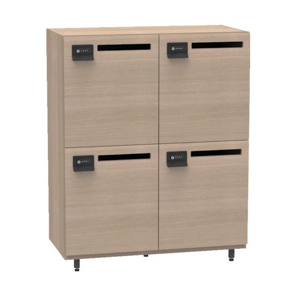 トラスコ中山 TRUSCO 木製パーソナルロッカー コンセント付 2列2段 4人用 グリジオーク WPL1290E-4-GO 1台（直送品）