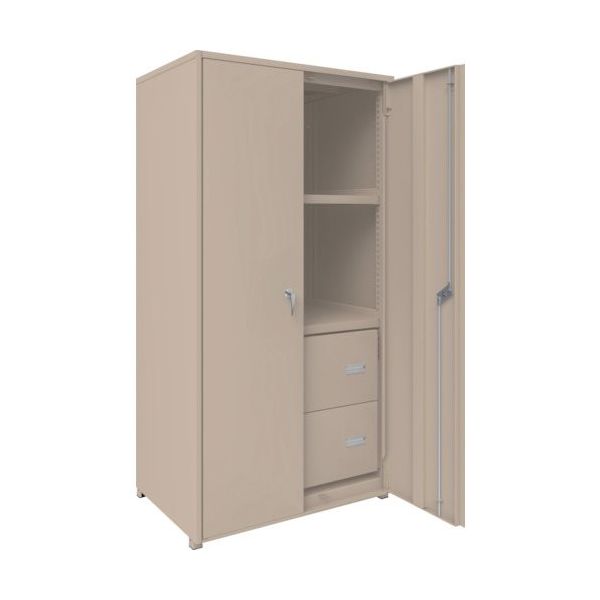 TRUSCO M2型軽中量棚棚 背板・側板・扉付 W860XD600 HM型深型引出し2段付 M2-6364-HM62-SGD 1台（直送品）