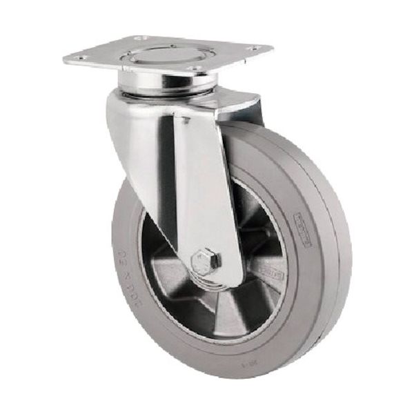 重荷重用高性能旋回キャスターDELTA(ゴム車・タイヤ痕レスタイプ・メンテナンスフリー) φ125 自在式 3640IFP125P63 1個（直送品）