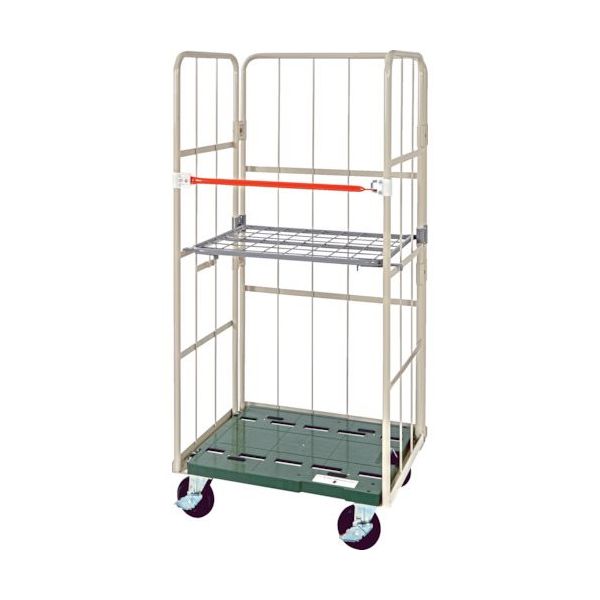 TRUSCO 倒れにくいカゴ車”セフティーテナー800X600XH1700 一般格子タイプ 跳ね上げ中間棚付き ST-0806-KT 1台（直送品）