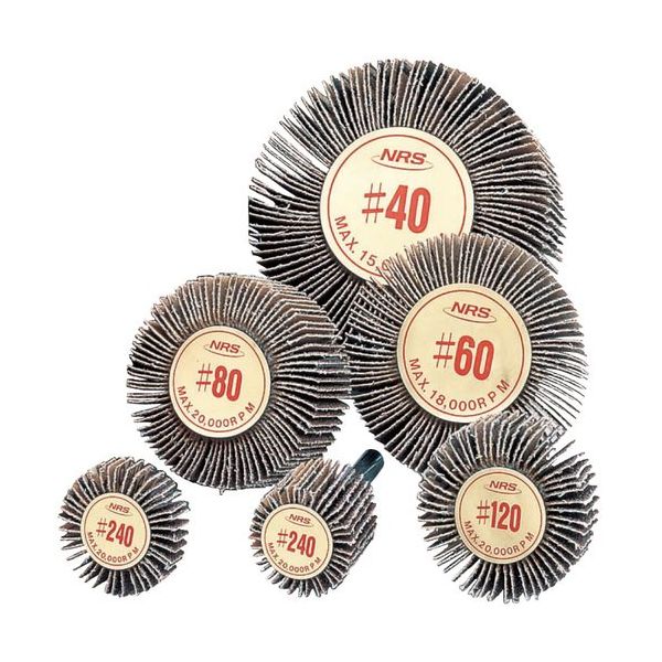 NRS 軸付ペーパー多羽根ホイール ミニフラップホイル 25X25X3 #120 MFL25253-120 1セット(5本)（直送品）
