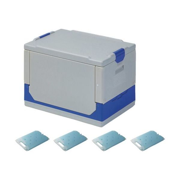 ワコン クールワン折りたたみ保冷ボックス(GY)冷蔵保冷剤4個付セット COG-10-TCUT0X4SET 1セット 460-8576（直送品）