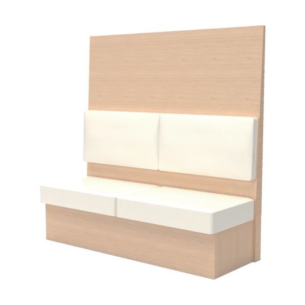 TRUSCO ミーティングベンチシングル H1500XW1500XD575木目ナチュラル 生地レザーホワイト MBS54NLW 1台（直送品）