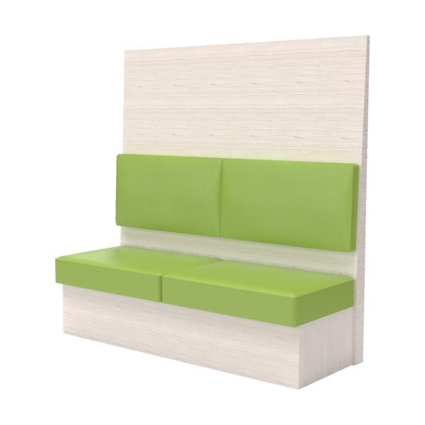 TRUSCO ミーティングベンチシングル H1500XW1500XD575木目ホワイト 生地レザーグリーン MBS54WLGR 1台（直送品）