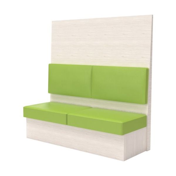 TRUSCO ミーティングベンチシングル H1500XW1800XD510木目ホワイト 生地レザーグリーン MBS56WLGR 1台（直送品）