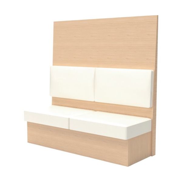 TRUSCO ミーティングベンチシングル H1800XW1500XD575木目ナチュラル 生地レザーホワイト MBS64NLW 1台（直送品）