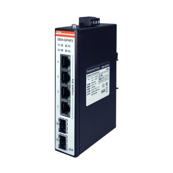 <PoE対応>産業用イーサネットスイッチングハブ ギガビットタイプ 光ポート搭載 SCポート搭載 DEH-GP4F2(LX10-W) 1台（直送品）