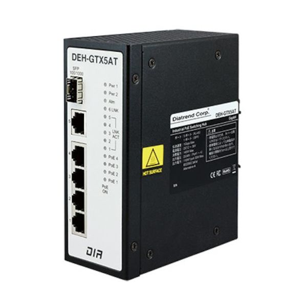 <PoE対応>産業用イーサネットスイッチングハブ ギガビットタイプ 光ポート搭載 SCポート搭載 DEH-GTX5AT(LX60B15-W)（直送品）