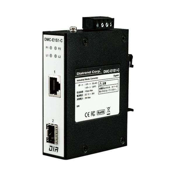 ダイヤトレンド 産業用メディアコンバータ SFPポートタイプ DMC-E1S1-C(LX60B15-W) 1台 581-7274（直送品）