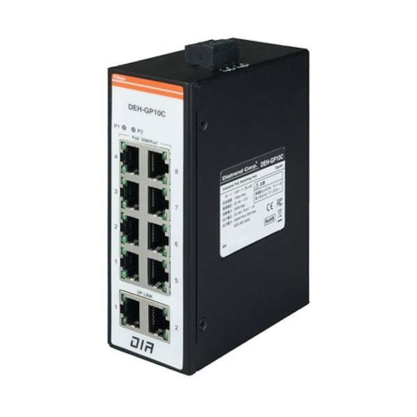 ダイヤトレンド <PoE対応>産業用イーサネットスイッチングハブ ギガビットタイプ DEH-GP10C 1台 615-5462（直送品）