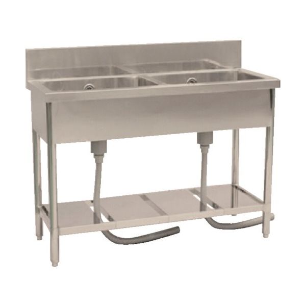 クラフトワーク ステンレス(SUS304)二槽シンク 2Sー186 5ー20ー20 W1800×D600×H850 5-1-518 1台（直送品）