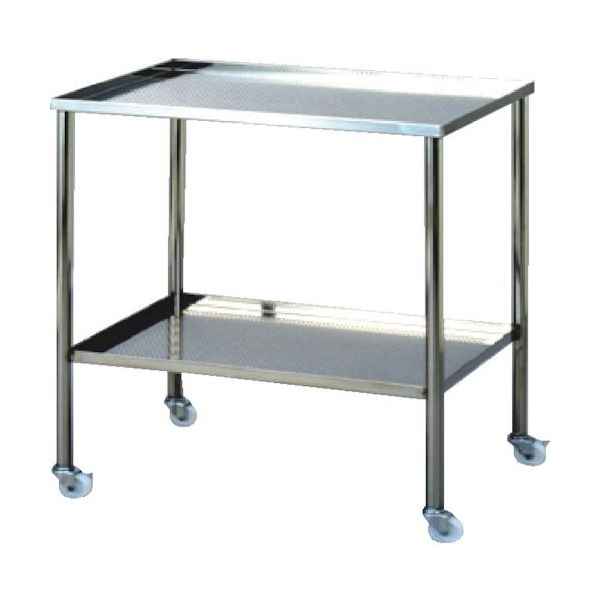 ステンレス(SUS304)パンチングワゴン 上下皿型 50パイ導電キャスター付き W600×D450×H800 5-1-674 1台（直送品）