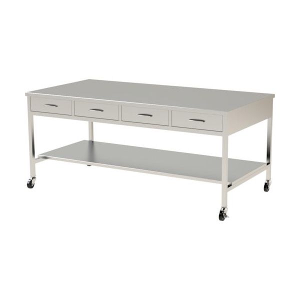 米澤器械工業 米澤 ステンレス作業台 両面引出付 間口1800×奥行900×高さ800 SUS-1800D8 1台 364-7635（直送品）