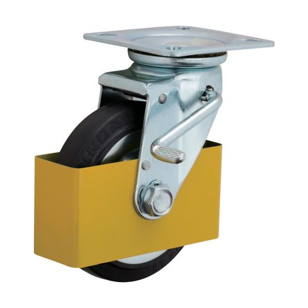 イノアック 中荷重用キャスターゴム車輪付タイプ 200径 自在金具ダブルストッパー付(安全カバー付き) GR200WJSC 1個（直送品）