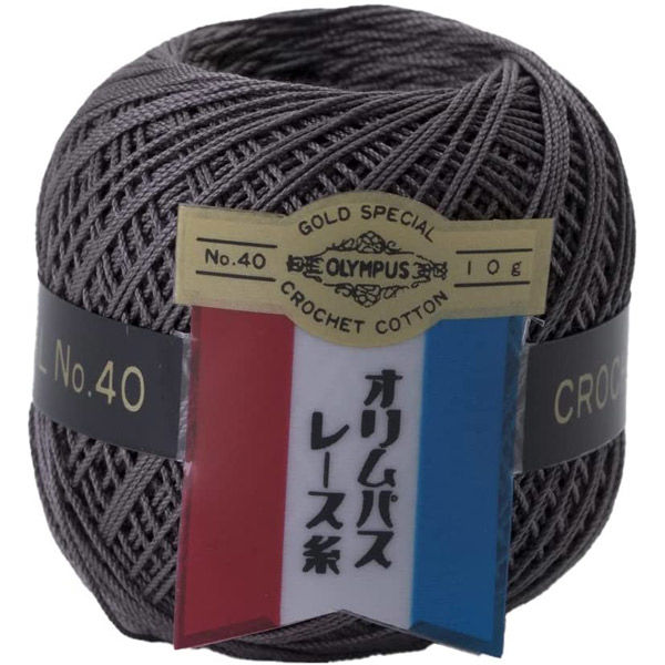 オリムパス製絲 金票 レース糸 #40 Col.455 グレー系 10g 約89m OLY-10G-455 1箱/3玉セット（直送品）