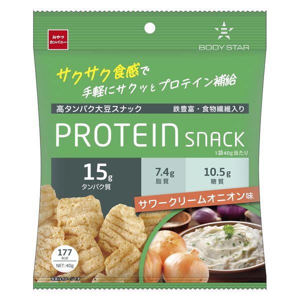 おやつカンパニー サクサク食感プロテインスナックサワークリームオニオン味 40g 07417 6袋 - アスクル