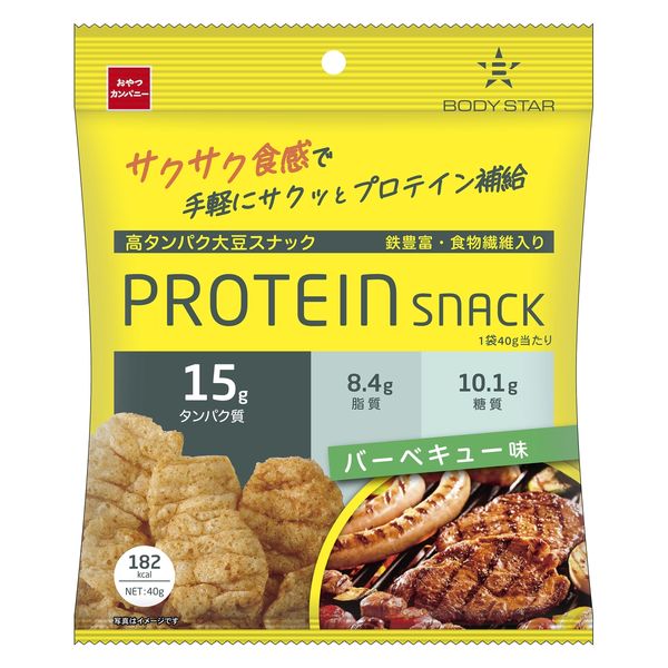 おやつカンパニー サクサク食感プロテインスナックバーベキュー味 40g 07416 12袋