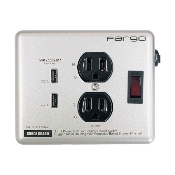 ファーゴ Fargo スチールタップ AC2個口 3.4A USB 2ポート シルバー PT410SV 1セット(20個) 562-7211（直送品）