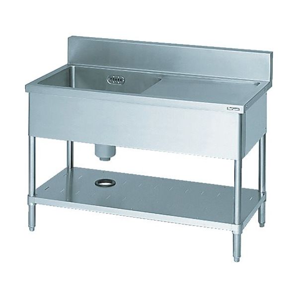 マルゼン 一槽水切付シンク1200×600×800左側水切り(ホース付) BSM1-126L 1台 554-7843（直送品）