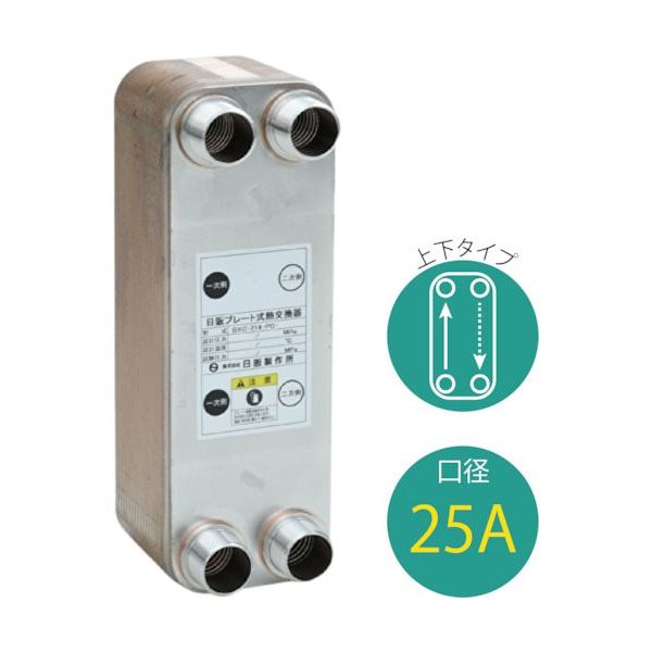 日阪製作所 日阪 ブレージングプレート式熱交換器(銅ろう付) BXC-214-PO-70 1台 587-0596（直送品）