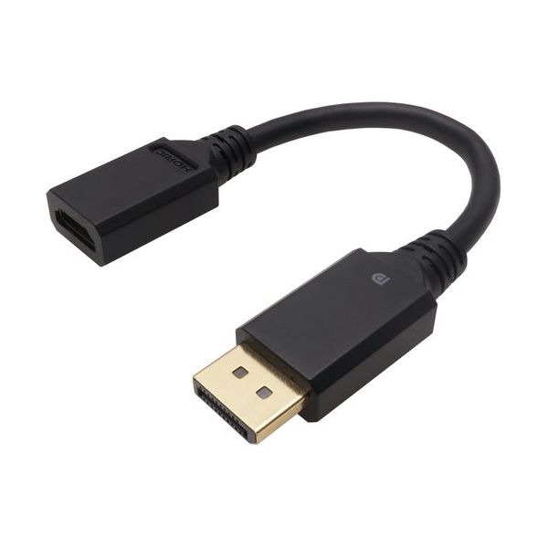 ホーリック DisplayPort→HDMI変換アダプタ 10cm DisplayPortオスーHDMIメス DPHAF-807BB 1個（直送品）