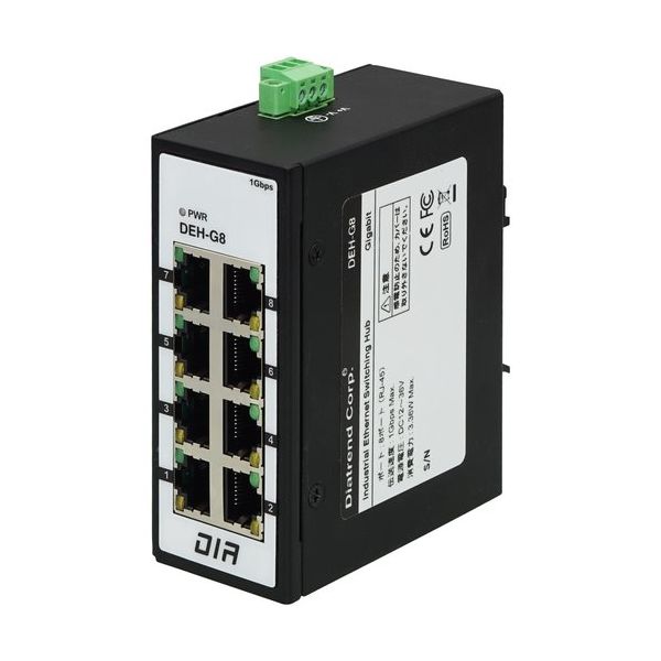ダイヤトレンド Diatrend 産業用イーサネットスイッチングハブ ギガビット 8ポート DEH-G8 1台 684-2469（直送品）