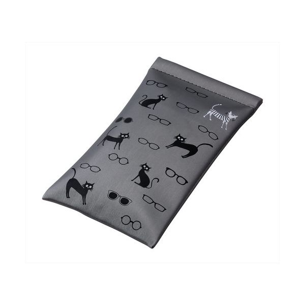 パール 片口ソフトケース ネコとメガネ柄GR 098509 1個 689-4055（直送品）