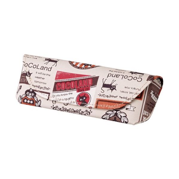 パール メガネケース HAー135 ネコ ワッペン柄BE/RE 092908 1個 689-7534（直送品）