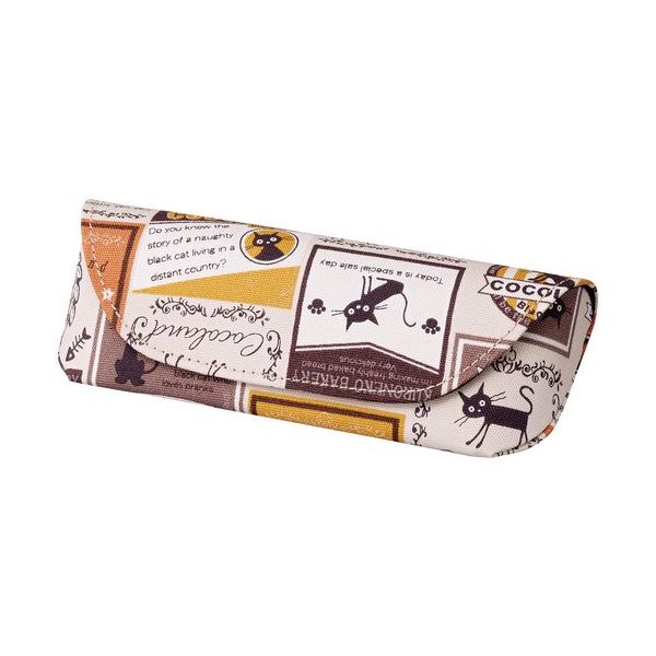 パール メガネケース HAー135 ネコ ワッペン柄BE/YE 092910 1個 689-6025（直送品）