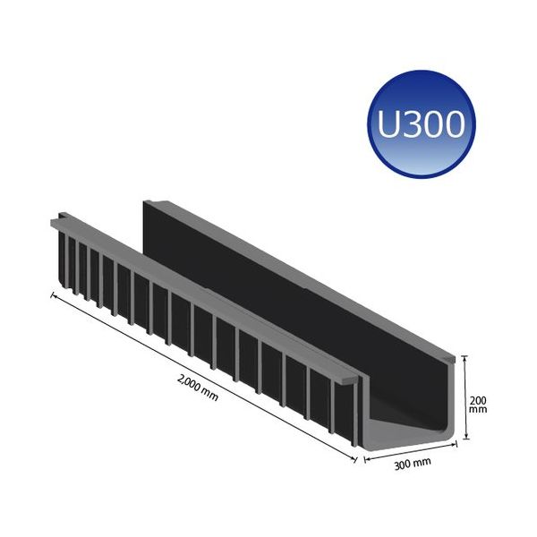 ウッドプラスチックテクノロジー ウッドプラスチック 軽量プラスチックU字溝300型 5本セット U300-5SET 1個(5個)（直送品）